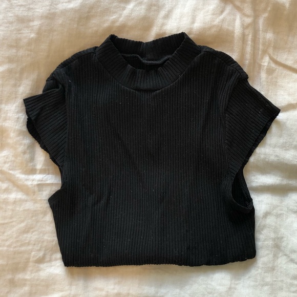 Reformation Tops - Reformation mock neck ribbed tee, XS black